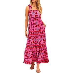 Beach Riot Women's Pink Red Floral Charlotte Dress Size L